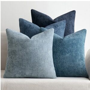 Blue Textured Throw Pillow Covers 4-Pack